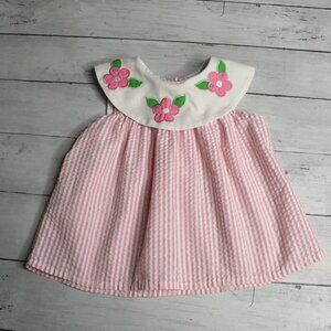 Vintage Tuti Fruiti Pink Gingham Dress Baby Girl's Size 12 Months Seersucker